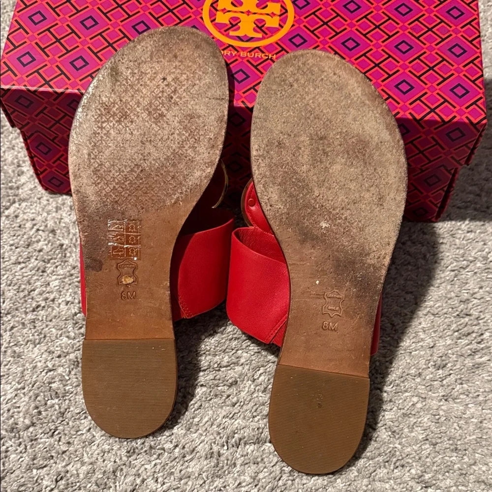 Tory Burch Red and Gold Sandals - Picture 5 of 7